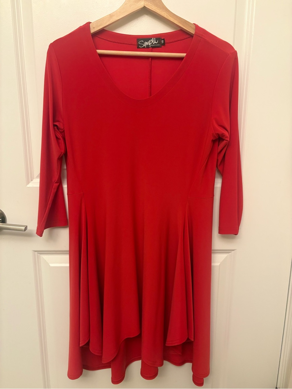 Sympli Red Fit and Flare Dress Size 10 Long Sleeve Canada